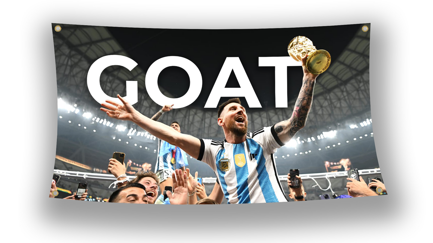Lionel Messi "GOAT" Argentina Flag